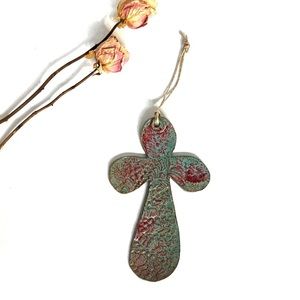 Handmade Ceramic Cross Wall Hanging